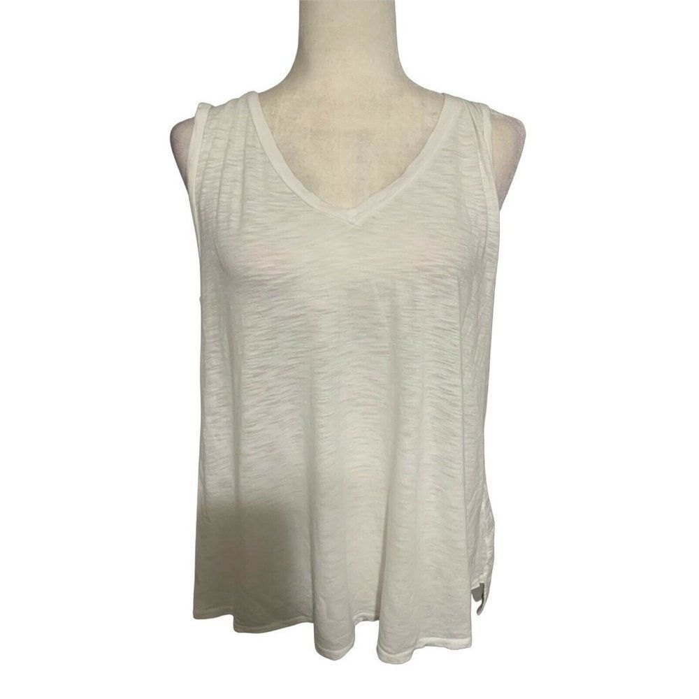 eri ali Anthropologie womens solid white lace v neck tank top medium